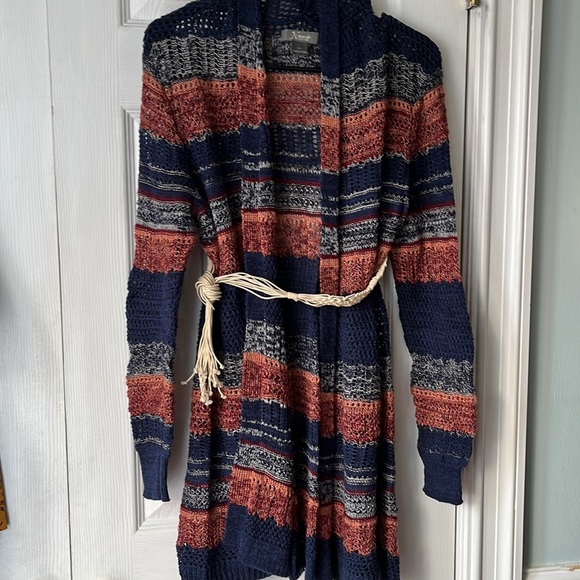 NWOT Natural Reflections wide striped knit waterfall Cardigan size Medium - Picture 5 of 16